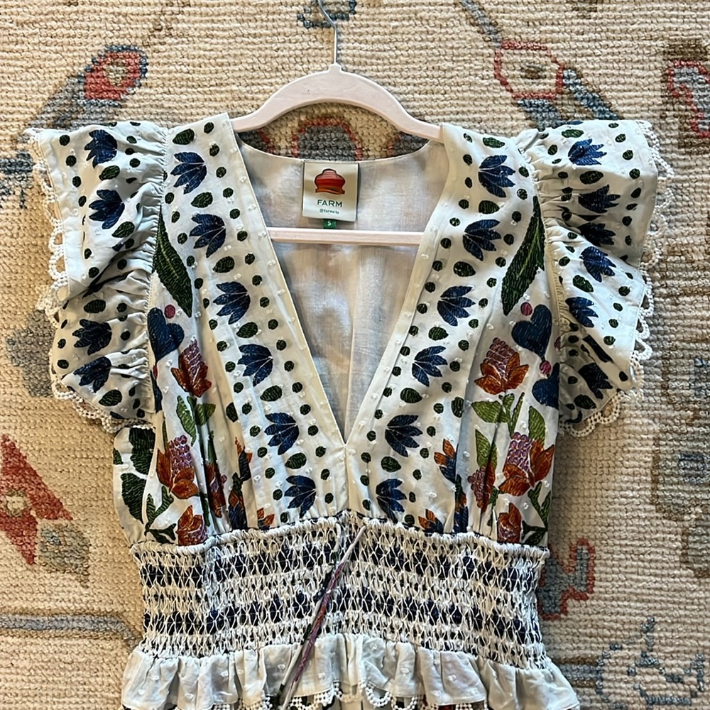 FARM Rio Green and Brown Tie Front Midi Dress - Picture 4 of 6